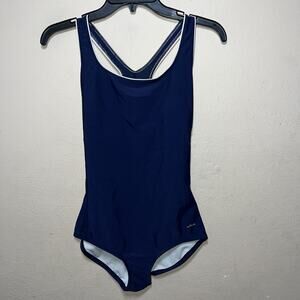 Speedo Conservative Ultraback Womens Small One Piece Navy Blue EUC